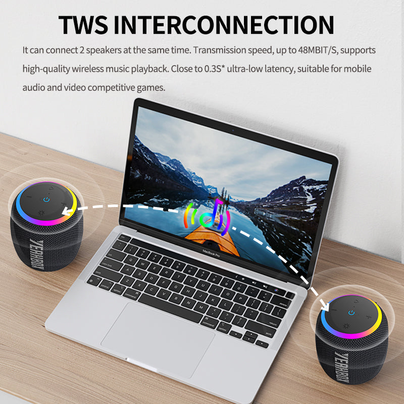 YEAHBOX Portable Audio Bluetooth Speaker, Mini Wireless Speaker Car Subwoofer, Dual Pairing for Home/Outdoor/Party
