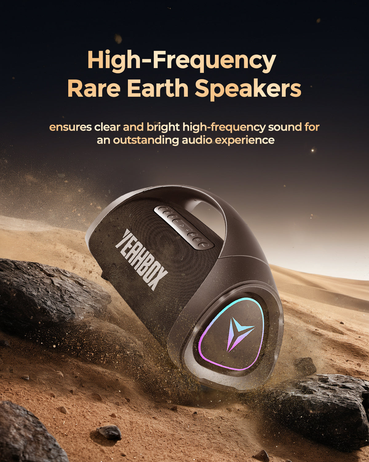 YEAHBOX Portable Bluetooth Speaker, 200W Wireless Outdoor Speaker, Large Loud with Deep Bass, IPX67 Waterproof Speaker with Subwoofer/Power Bank/EQ, Bluetooth/TF/AUX/U Disk Input