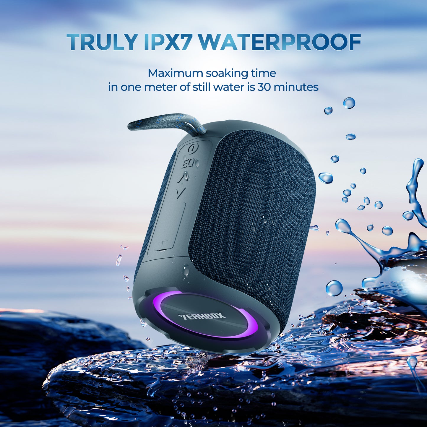 YEAHBOX Portable Speaker with Stereo Wireless, IPX7 Waterproof Speaker with 4-in 1 BT/Aux/TF-Card/U Disk Input, Wireless Speaker for Outdoor/Home/Party/Electronic Gadgets