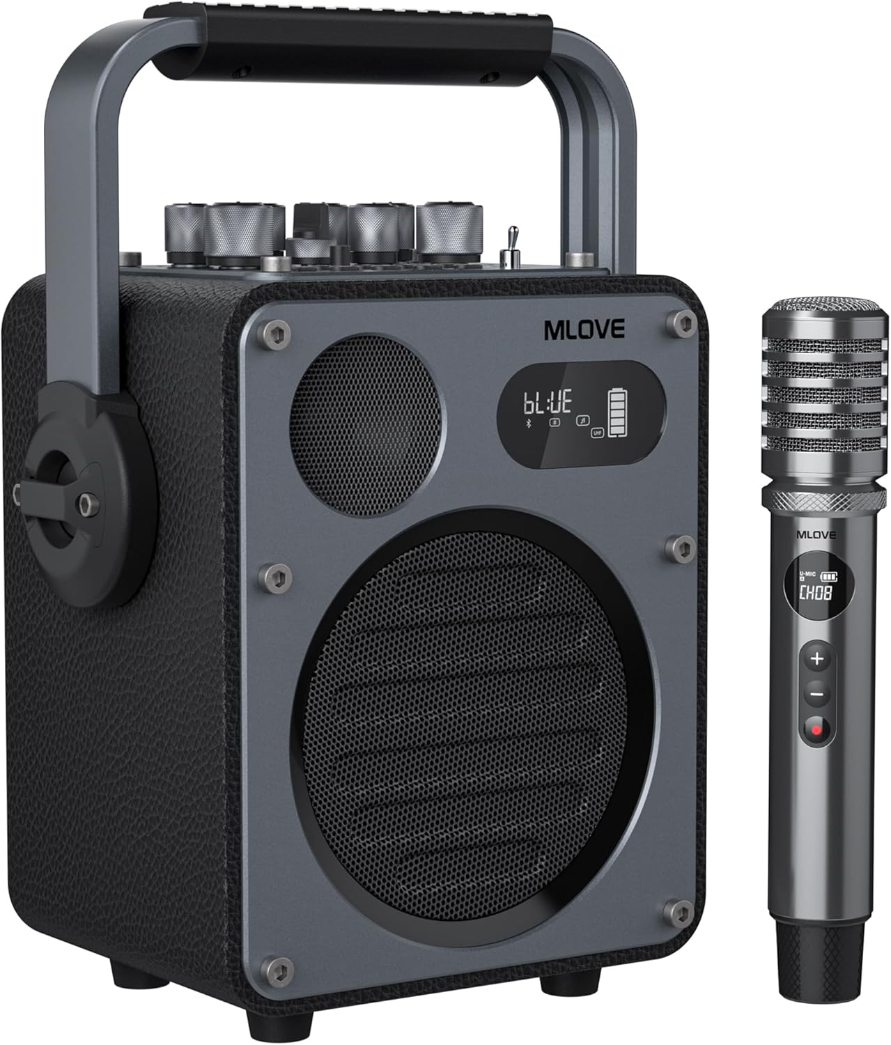 D4 Mini Karaoke Machine for Adults with Wireless Microphone, 120W Portable Wireless Karaoke Speaker 3-Channel Effects Control, 6 EQ, 3 Reverb Modes, Recording, Key Control & Vocal Cut, Black