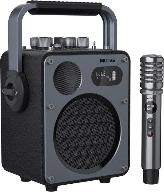 D4 Mini Karaoke Machine for Adults with Wireless Microphone, 120W Portable Wireless Karaoke Speaker 3-Channel Effects Control, 6 EQ, 3 Reverb Modes, Recording, Key Control & Vocal Cut, Black