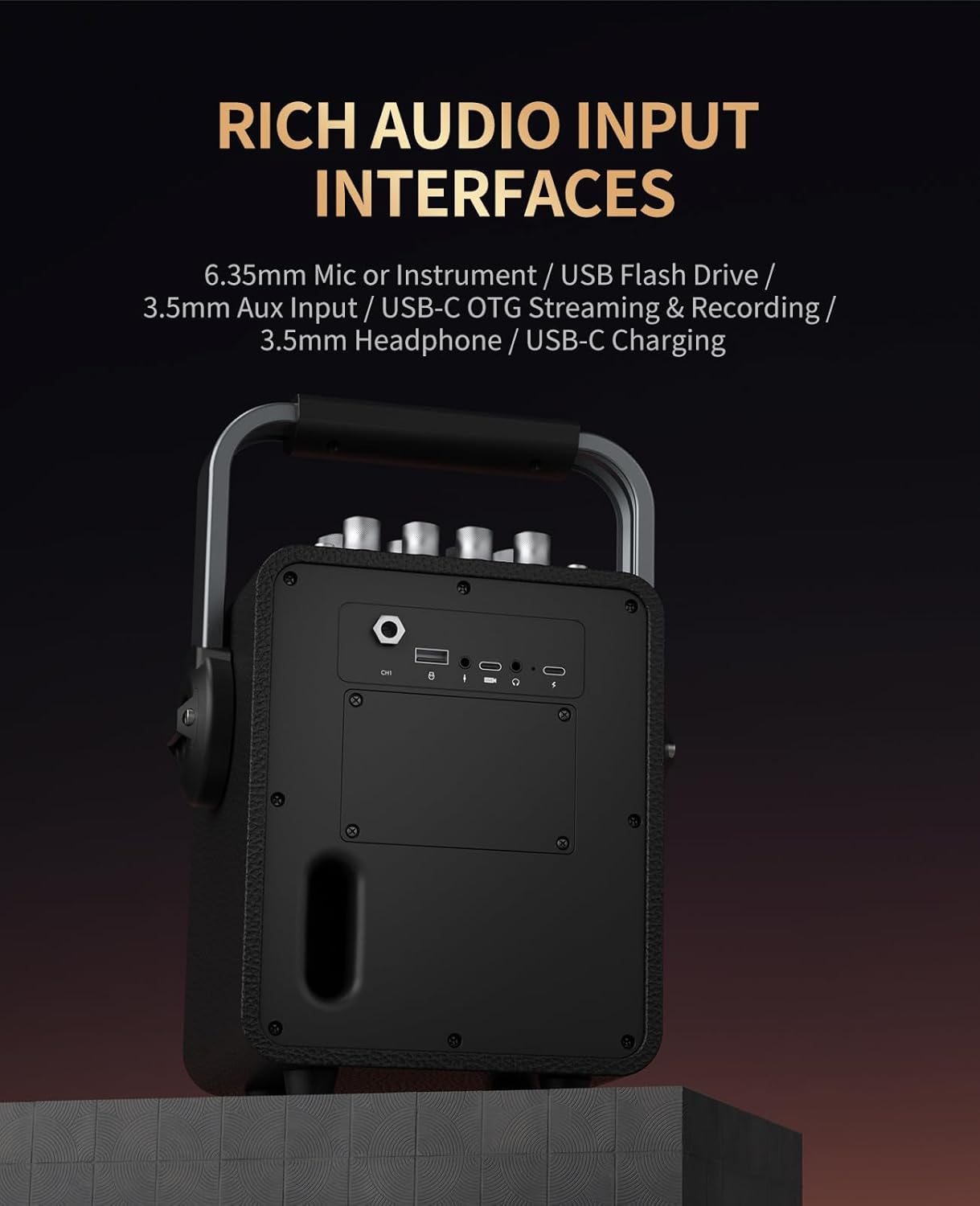 D4 Mini Karaoke Machine for Adults with Wireless Microphone, 120W Portable Wireless Karaoke Speaker 3-Channel Effects Control, 6 EQ, 3 Reverb Modes, Recording, Key Control & Vocal Cut, Black