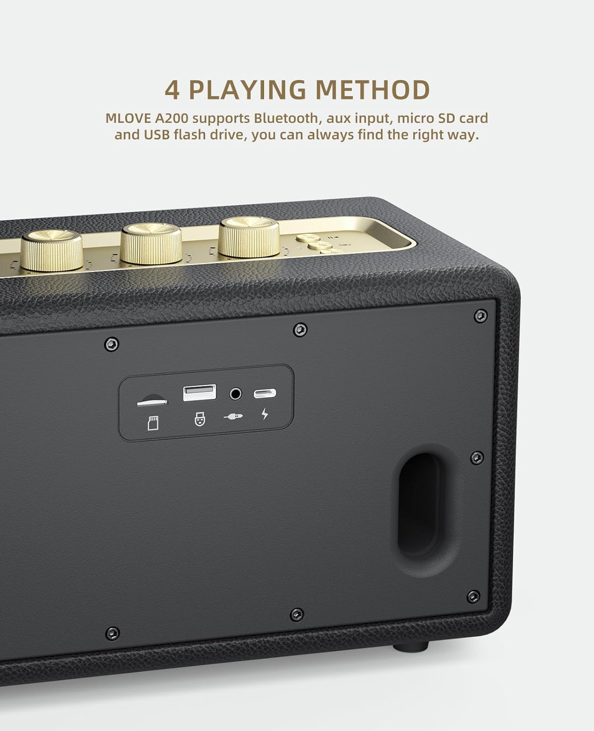 ポータブル ワイヤレス スピーカー、Aux 入力、USB ポート、マイクロ SD カード スロット、ホーム オフィス 本棚用装飾ワイヤレス スピーカー、電池駆動、80W ステレオ サウンド