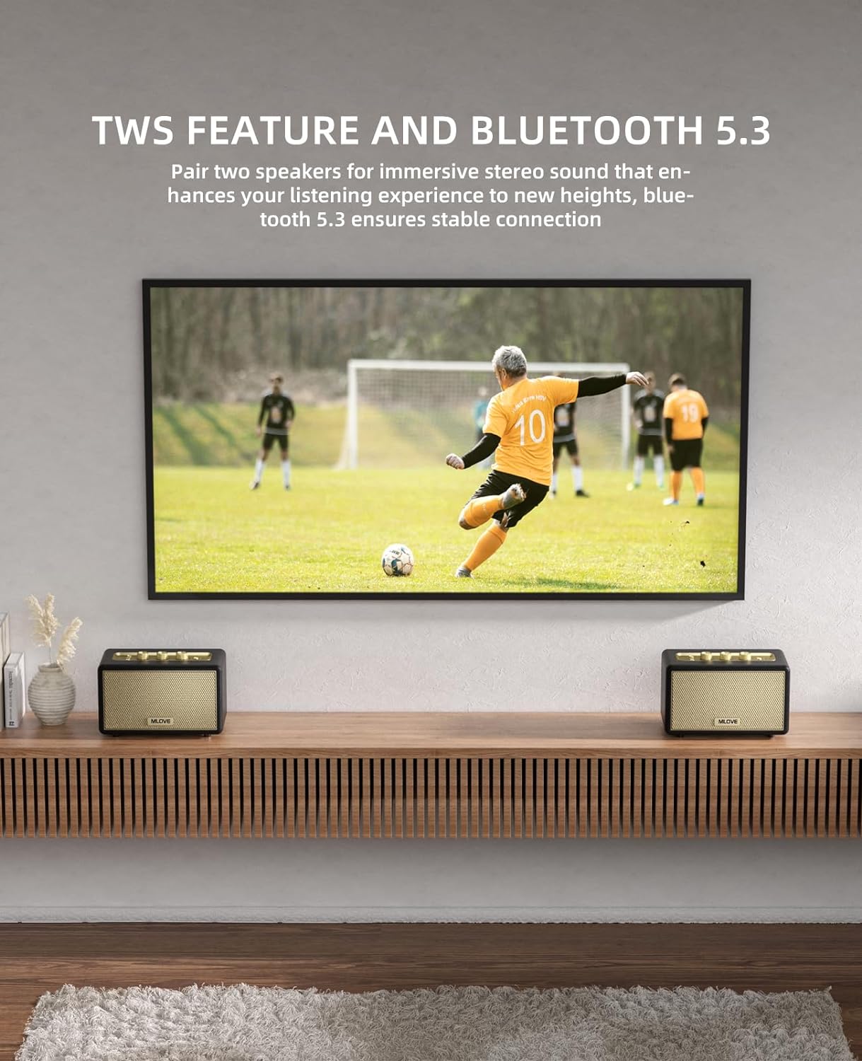 ポータブル ワイヤレス スピーカー、Aux 入力、USB ポート、マイクロ SD カード スロット、ホーム オフィス 本棚用装飾ワイヤレス スピーカー、電池駆動、80W ステレオ サウンド