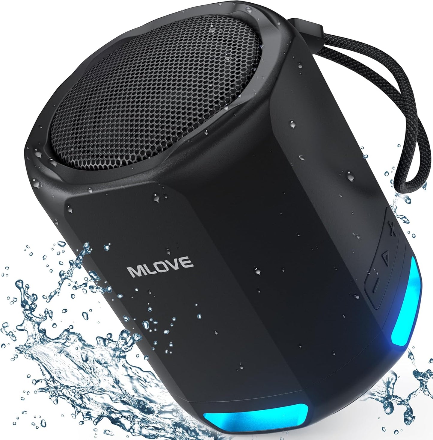 Small Waterproof Wireless Speaker, 20W Portable Shower Speaker with LED Lights, Micro SD Card Slot, USB-C, TWS, Long Battery Life & Strap for Outdoor, christmas 2024 ornament