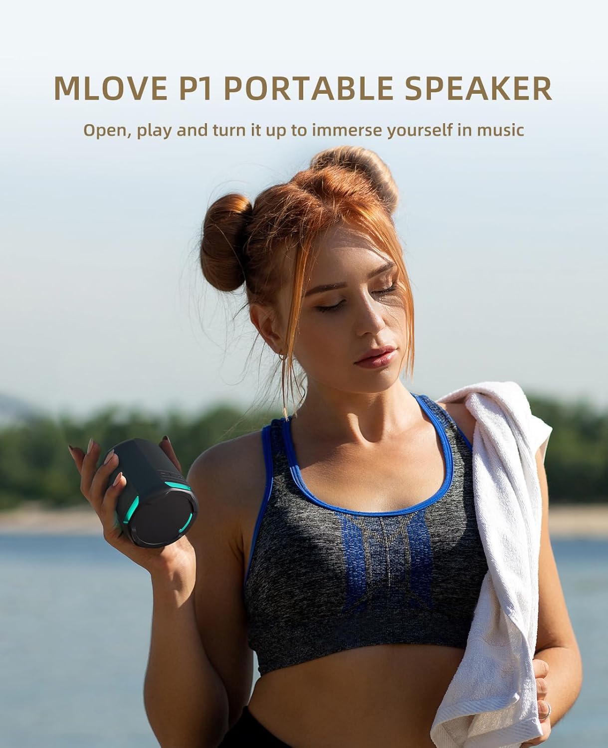 Small Waterproof Wireless Speaker, 20W Portable Shower Speaker with LED Lights, Micro SD Card Slot, USB-C, TWS, Long Battery Life & Strap for Outdoor, christmas 2024 ornament