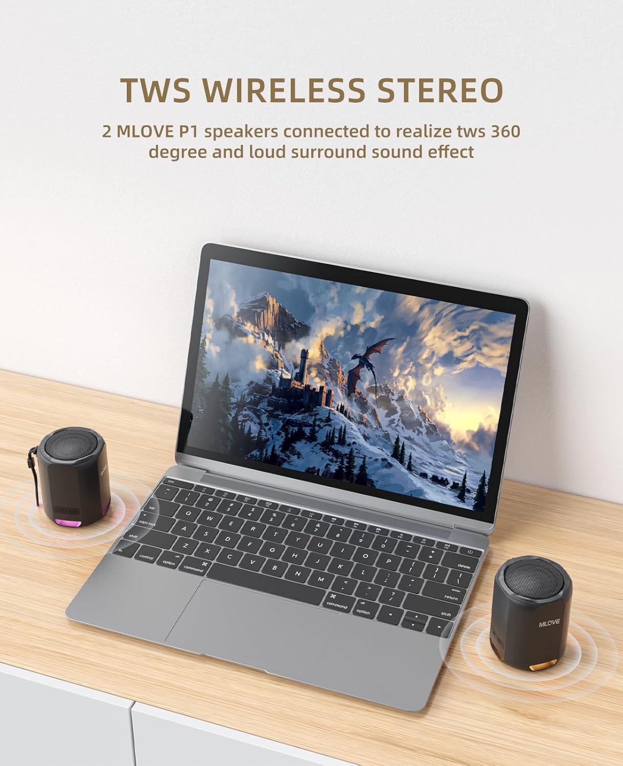 Small Waterproof Wireless Speaker, 20W Portable Shower Speaker with LED Lights, Micro SD Card Slot, USB-C, TWS, Long Battery Life & Strap for Outdoor, christmas 2024 ornament