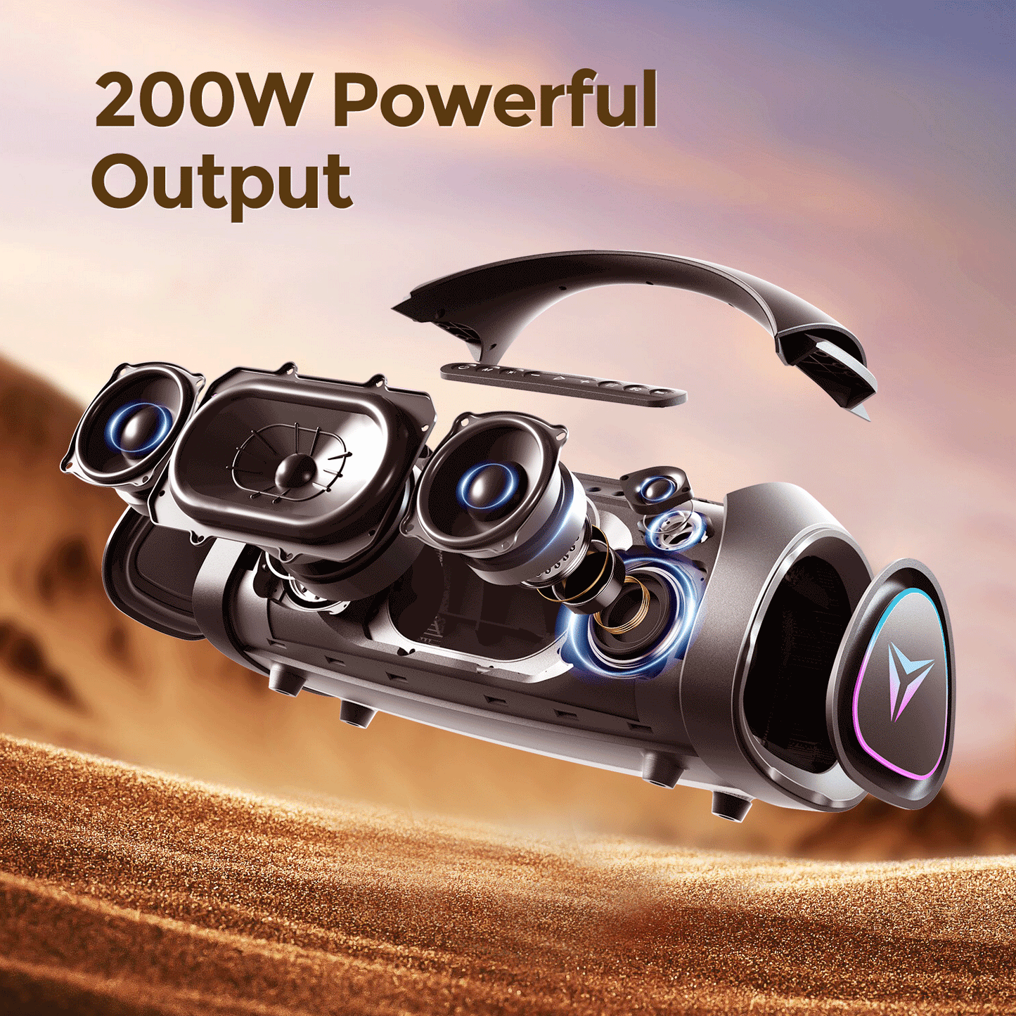 YEAHBOX Portable Bluetooth Speaker, 200W Wireless Outdoor Speaker, Large Loud with Deep Bass, IPX67 Waterproof Speaker with Subwoofer/Power Bank/EQ, Bluetooth/TF/AUX/U Disk Input