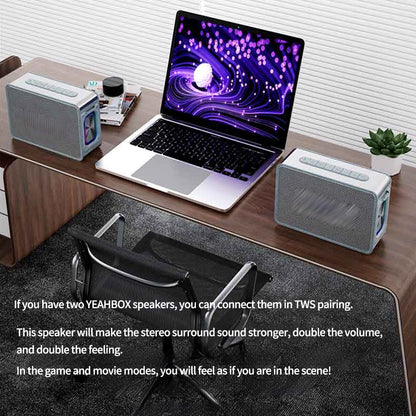 مكبر صوت بلوتوث محمول مقاوم للماء من YEAHBOX، مكبر صوت لاسلكي مع مضخم صوت، صوت ستيريو عالي، جهير عميق، مكبرات صوت خارجية بتقنية بلوتوث 5.0 للمسبح والشاطئ والأنشطة الخارجية والحفلات والهدايا 