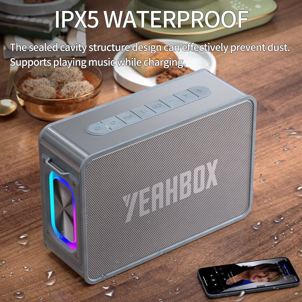 مكبر صوت بلوتوث محمول مقاوم للماء من YEAHBOX، مكبر صوت لاسلكي مع مضخم صوت، صوت ستيريو عالي، جهير عميق، مكبرات صوت خارجية بتقنية بلوتوث 5.0 للمسبح والشاطئ والأنشطة الخارجية والحفلات والهدايا 