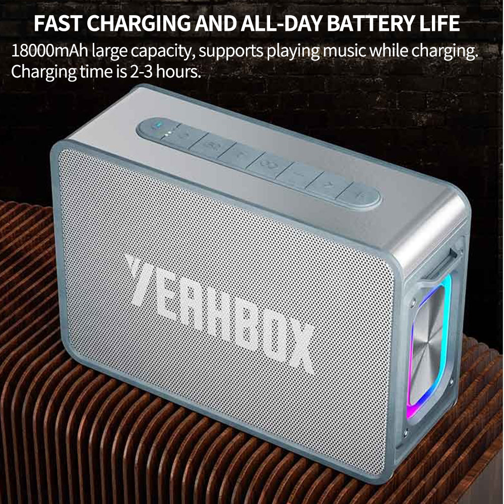 مكبر صوت بلوتوث محمول مقاوم للماء من YEAHBOX، مكبر صوت لاسلكي مع مضخم صوت، صوت ستيريو عالي، جهير عميق، مكبرات صوت خارجية بتقنية بلوتوث 5.0 للمسبح والشاطئ والأنشطة الخارجية والحفلات والهدايا 