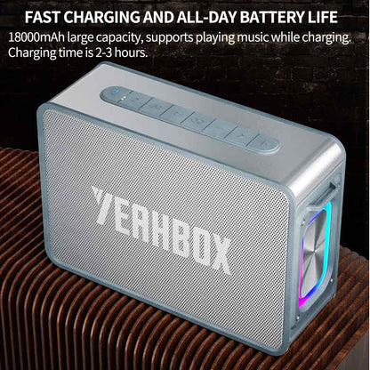 مكبر صوت بلوتوث محمول مقاوم للماء من YEAHBOX، مكبر صوت لاسلكي مع مضخم صوت، صوت ستيريو عالي، جهير عميق، مكبرات صوت خارجية بتقنية بلوتوث 5.0 للمسبح والشاطئ والأنشطة الخارجية والحفلات والهدايا 