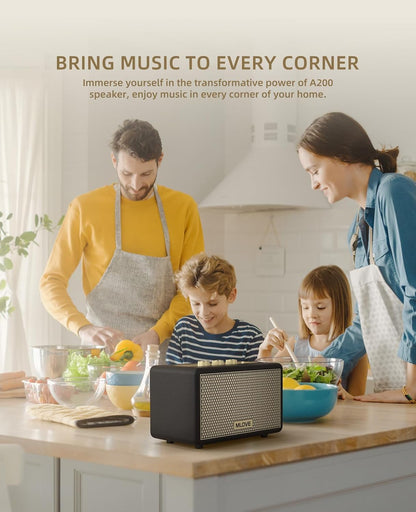Portable Wireless Speaker with Aux Input, USB Port, Micro SD Card Slot, Decorative Wireless Speaker for Home Office Bookshelf, Battery Powered, 80W Stereo Sound